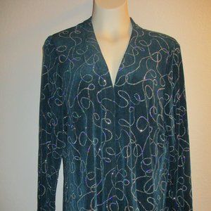 Ronnie Nicole II by Ouida Blue Swirl Sequins Vintage Top
